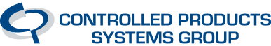 A blue logo for controlled products systems group