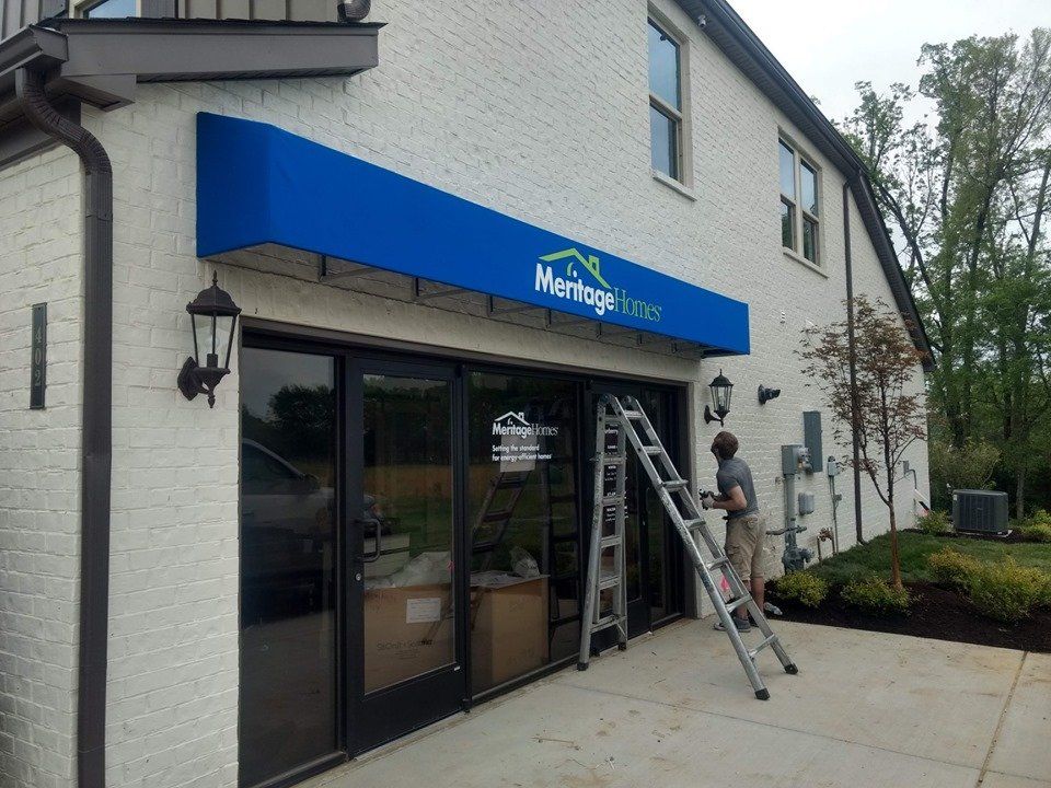 Commercial awning installation