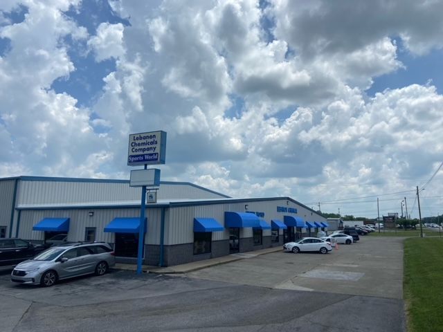 Blue commercial awning