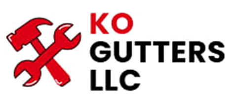 KO Gutters LLC logo with red crossed tools and black text