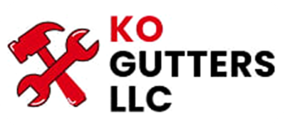 KO Gutters LLC logo with red crossed tools and black text