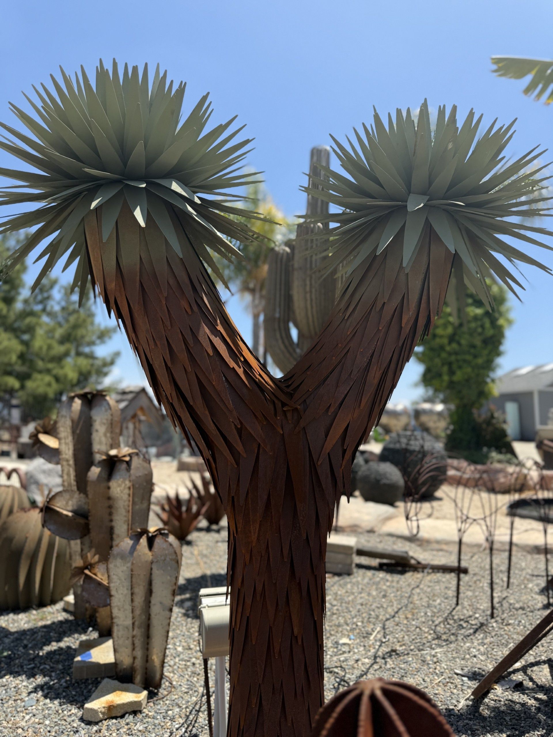 A sculpture of a cactus shaped like the letter y