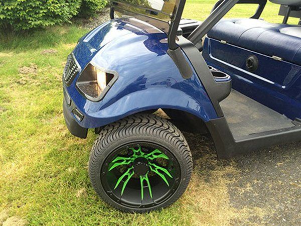Blue golf cart