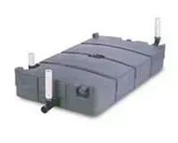 Gray rooftop HVAC unit with pipes and vents