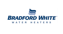 Bradford White Water Heaters logo in blue and white