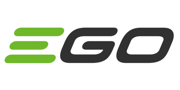 The logo for ego is black and green on a white background.