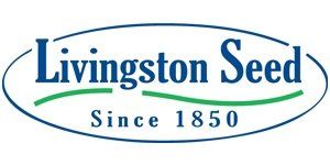 The logo for livingston seed since 1850 is blue and green.