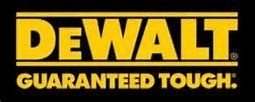 A yellow and black logo for dewalt guaranteed tough