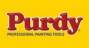 The logo for purdy professional painting tools is on a yellow background.