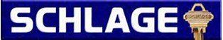 A blue sign with the word schlage and a key