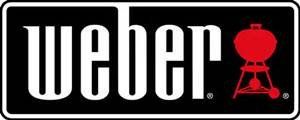 A weber logo with a grill on it