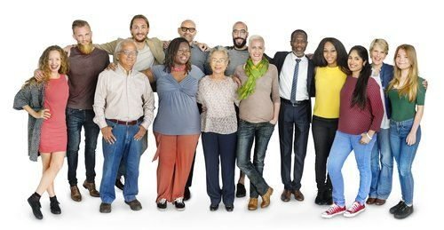 A large group of people are posing for a picture together.