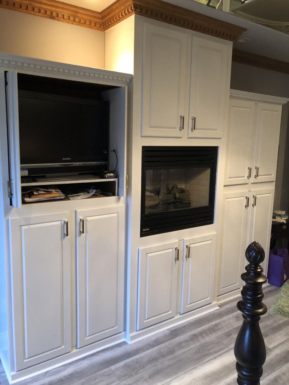 before living room cabinet resurfacing services