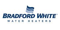 Bradford White Water Heaters logo in blue and black on a white background