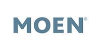 MOEN logo in blue-gray letters on a white background