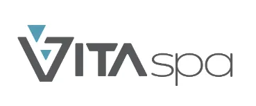 Vita Spa logo with a blue triangle and the words 