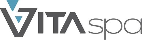 Vita Spa logo with gray text and a blue element.
