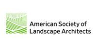 American Society of Landscape Architects logo with green striped square icon and black text