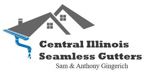 Logo for Central Illinois Seamless Gutters with a house graphic and text.