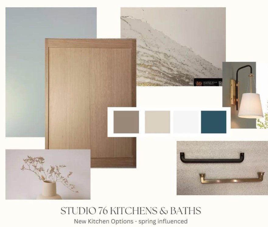 A design board showcasing new spring-influenced kitchen options.