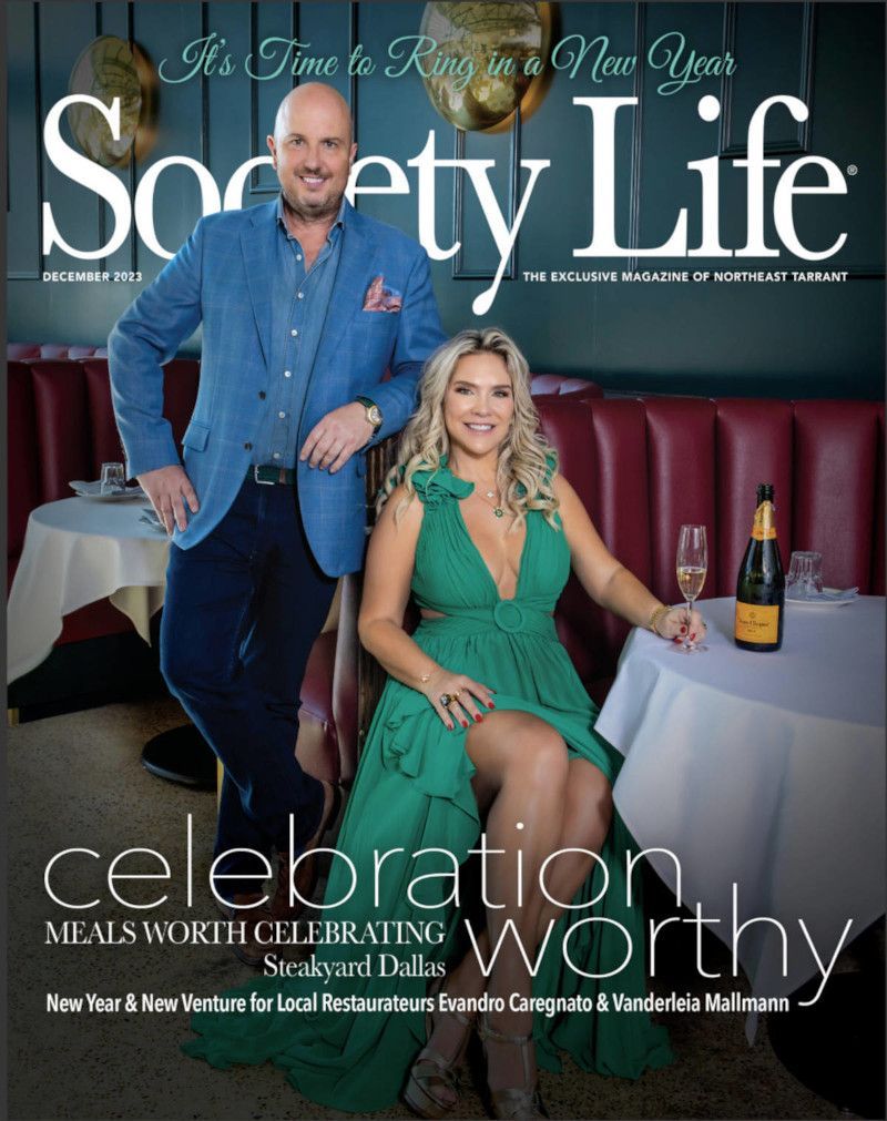 A man and a woman are on the cover of society life magazine.