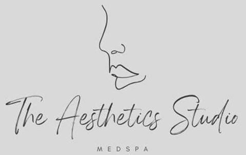 The Aesthetic Studio Medspa logo with a minimalist face line drawing on a light background