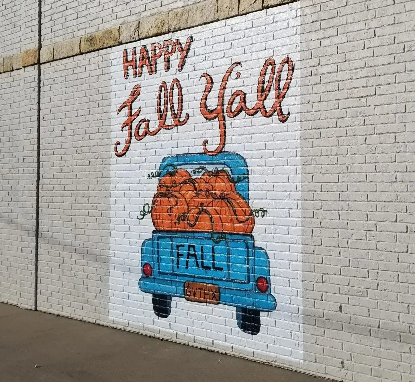 Digitally printed vinyl wall mural on 3M IJ8624 installed on brick wall in Argyle, TX