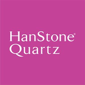 HanStone Quartz logo on a magenta background