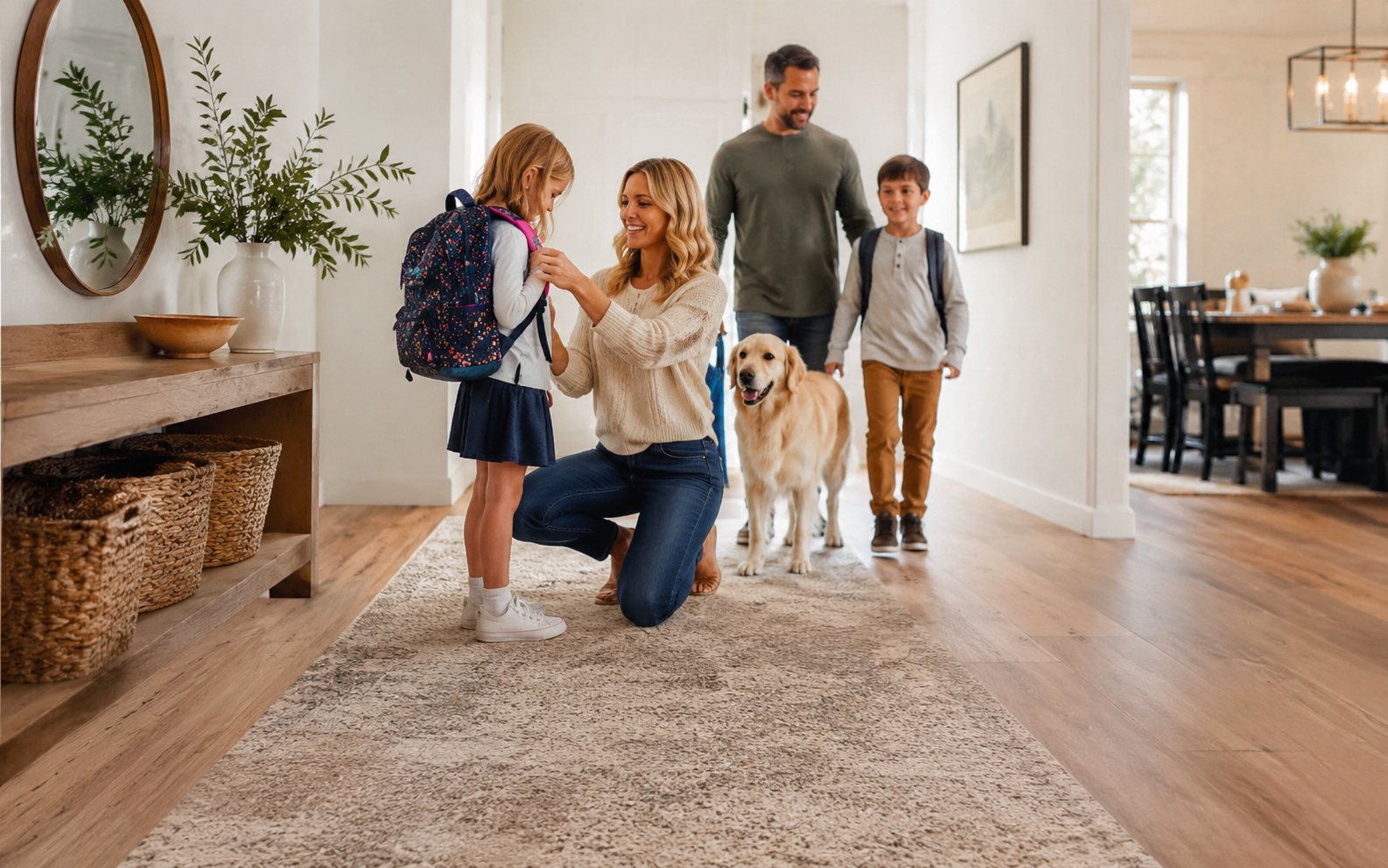family enjoying new flooring installation