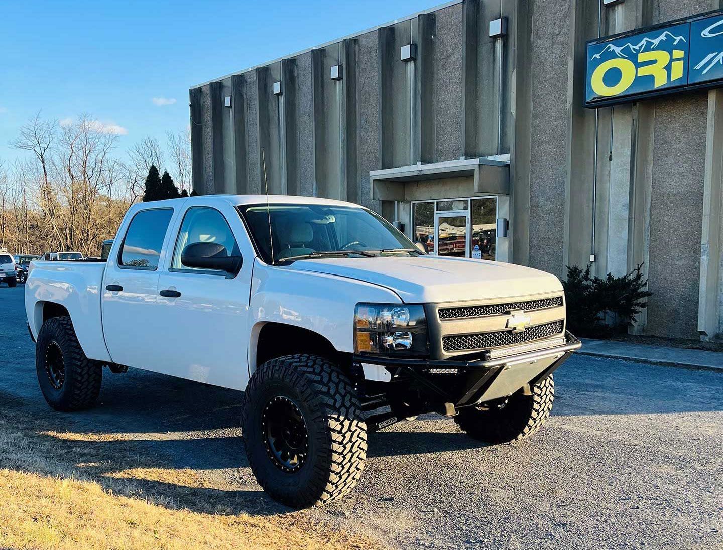 white Chevy pickup truck