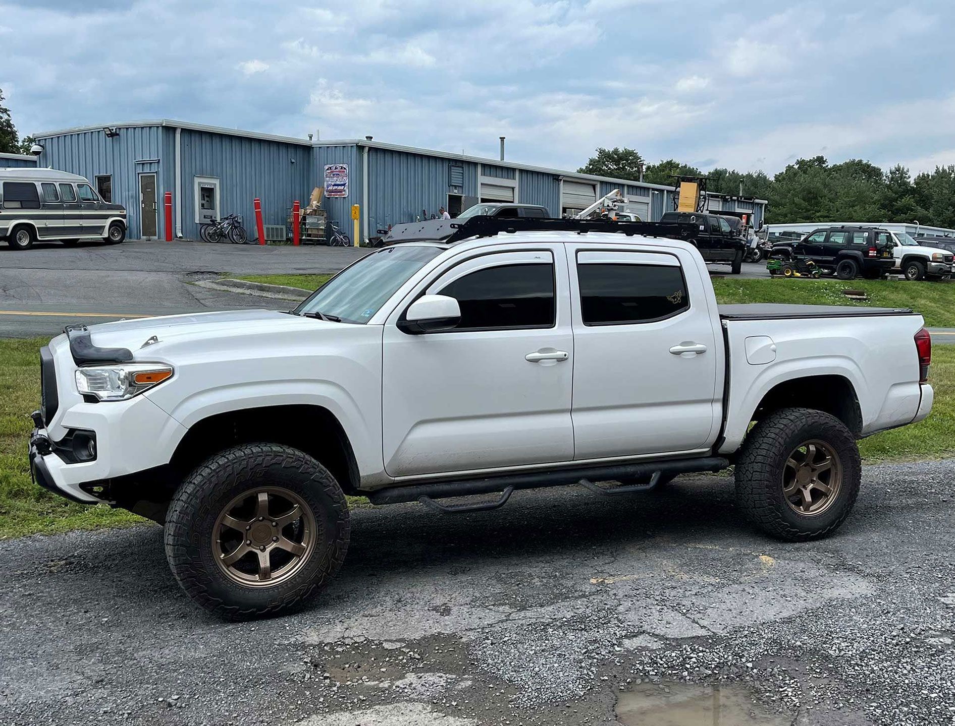 white pickup truck parked outside