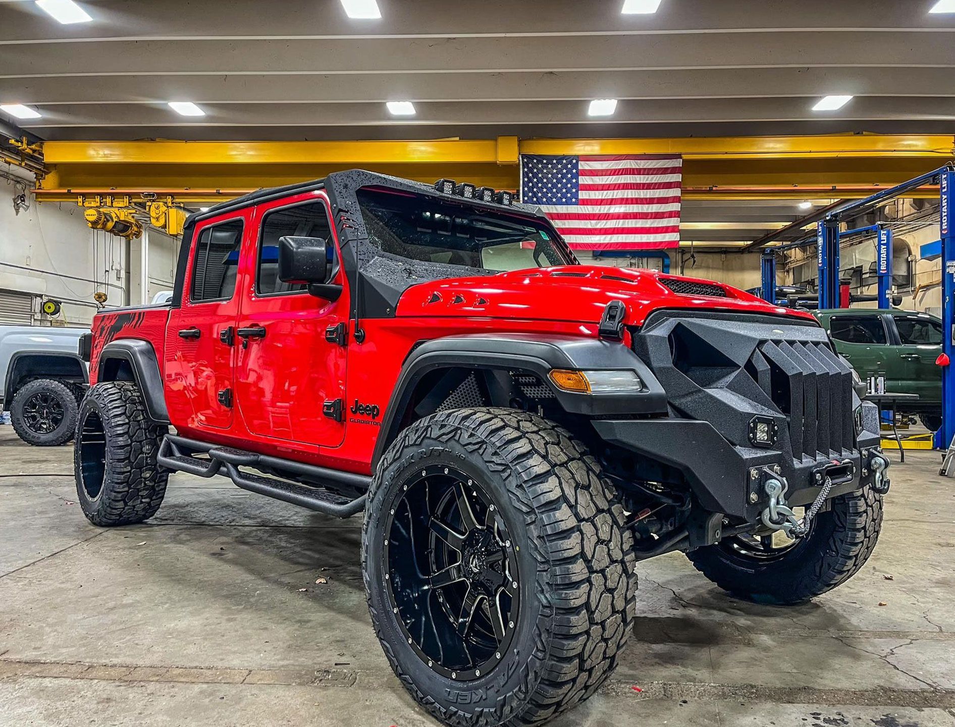 red jeep pickup truck