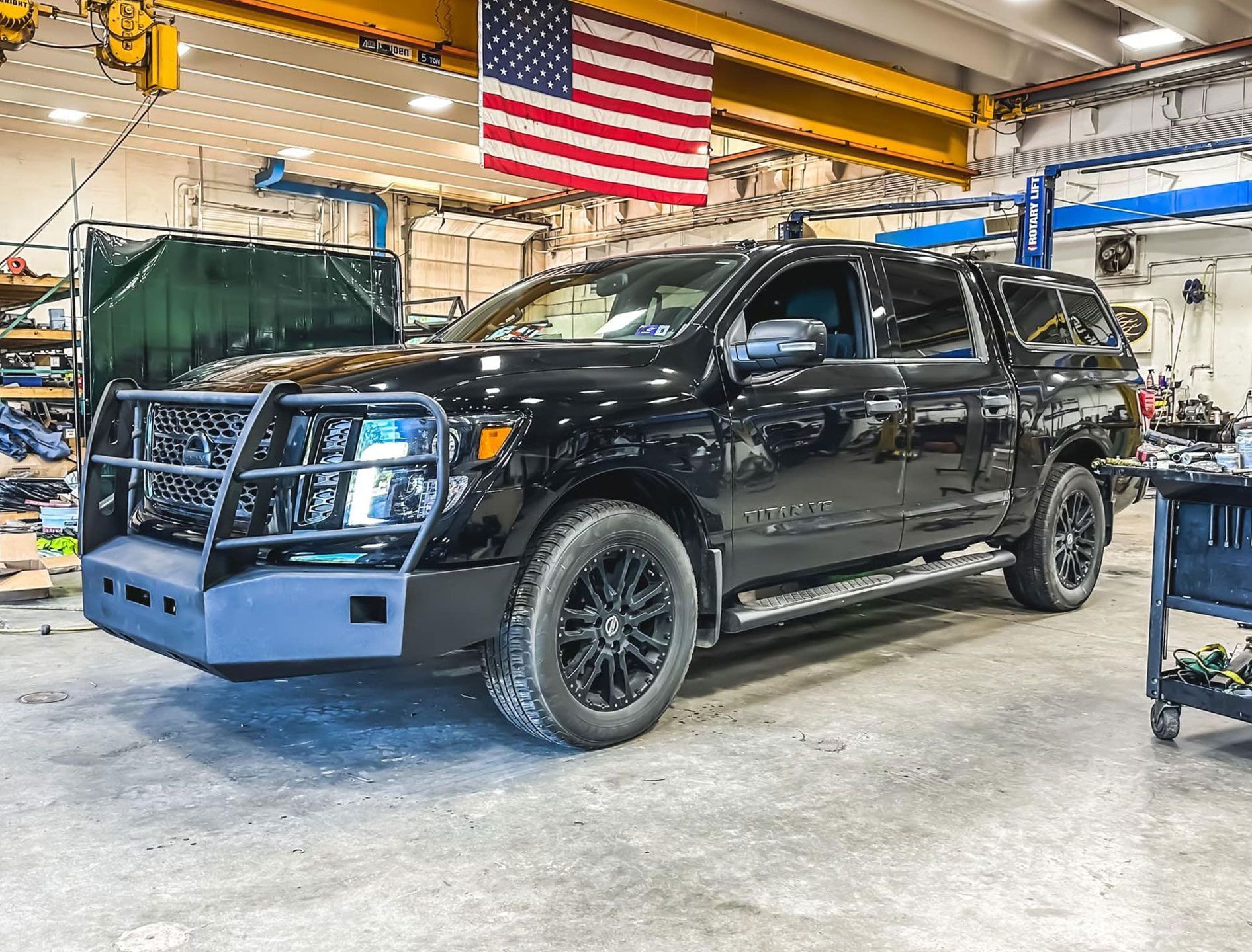 nissan titan in garage