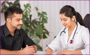 Female physician communication with male patients