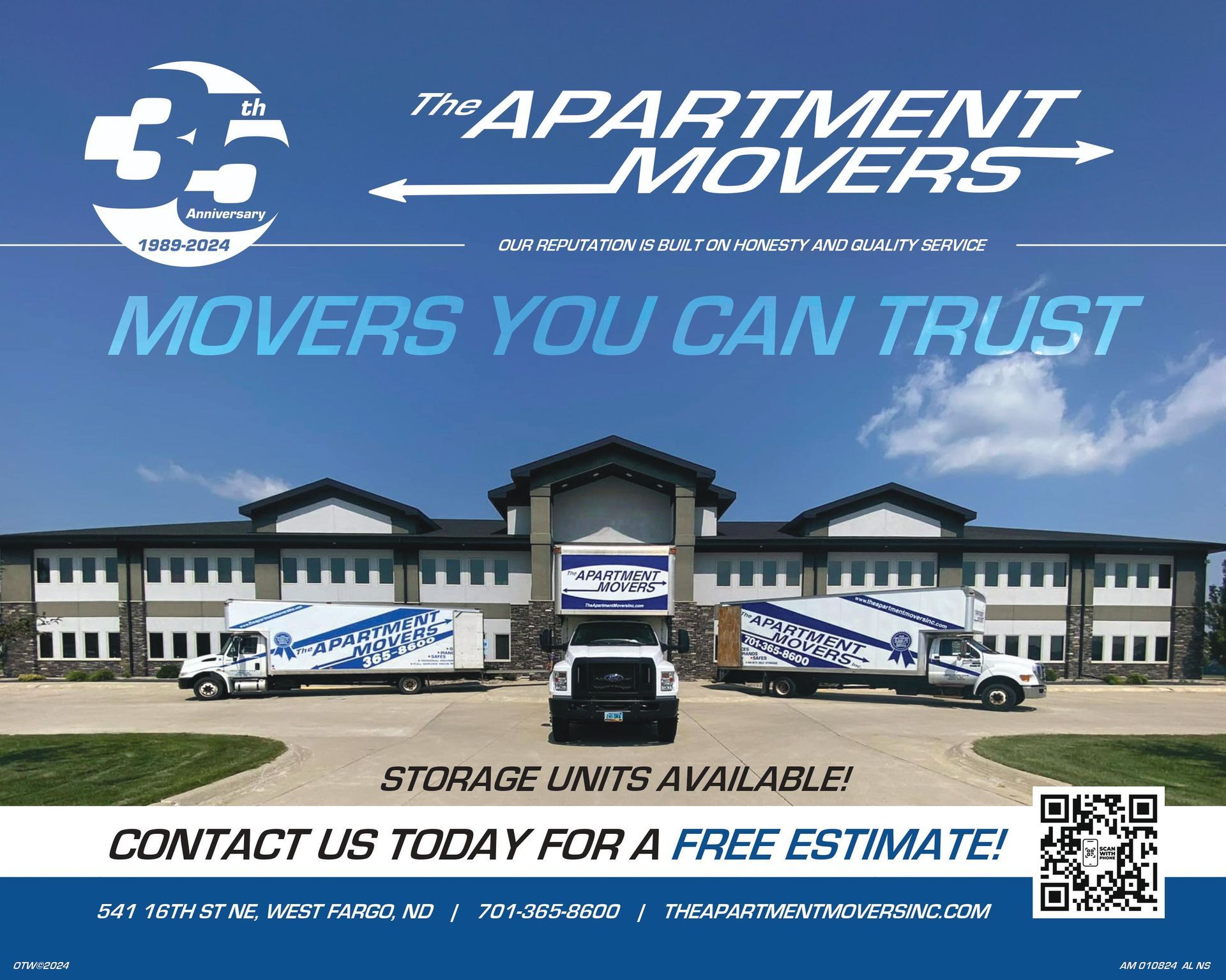 A poster for apartment movers that says movers you can trust