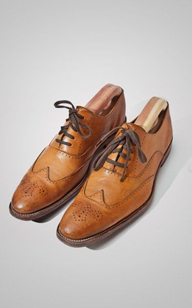 A pair of brown shoes