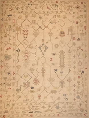 A rug with a lot of patterns on it