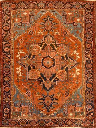 A rug with a pattern on it is sitting on a table.