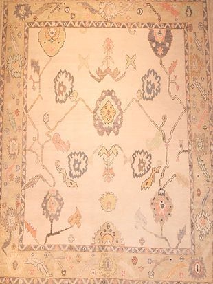 A square rug with a floral pattern on it