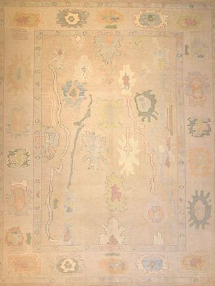 A rug with a floral pattern on it is sitting on a table.