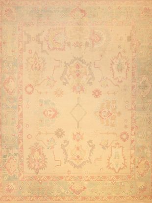 A close up of a rug with a floral pattern on it.