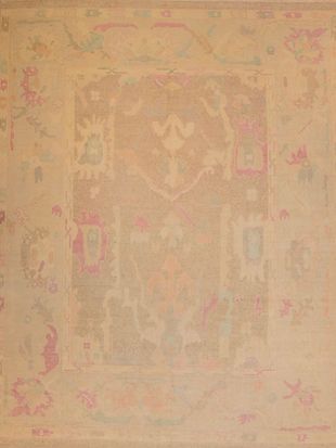 A close up of a rug with a floral pattern on it.