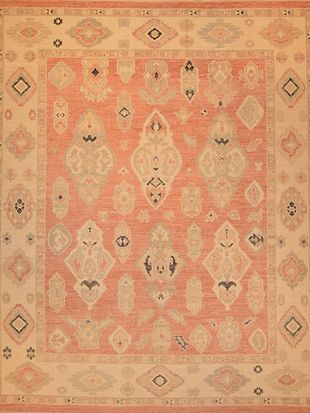 A close up of a rug with a geometric pattern on it.