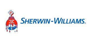 Sherwin-Williams logo: red paint can pouring over a globe with the words 