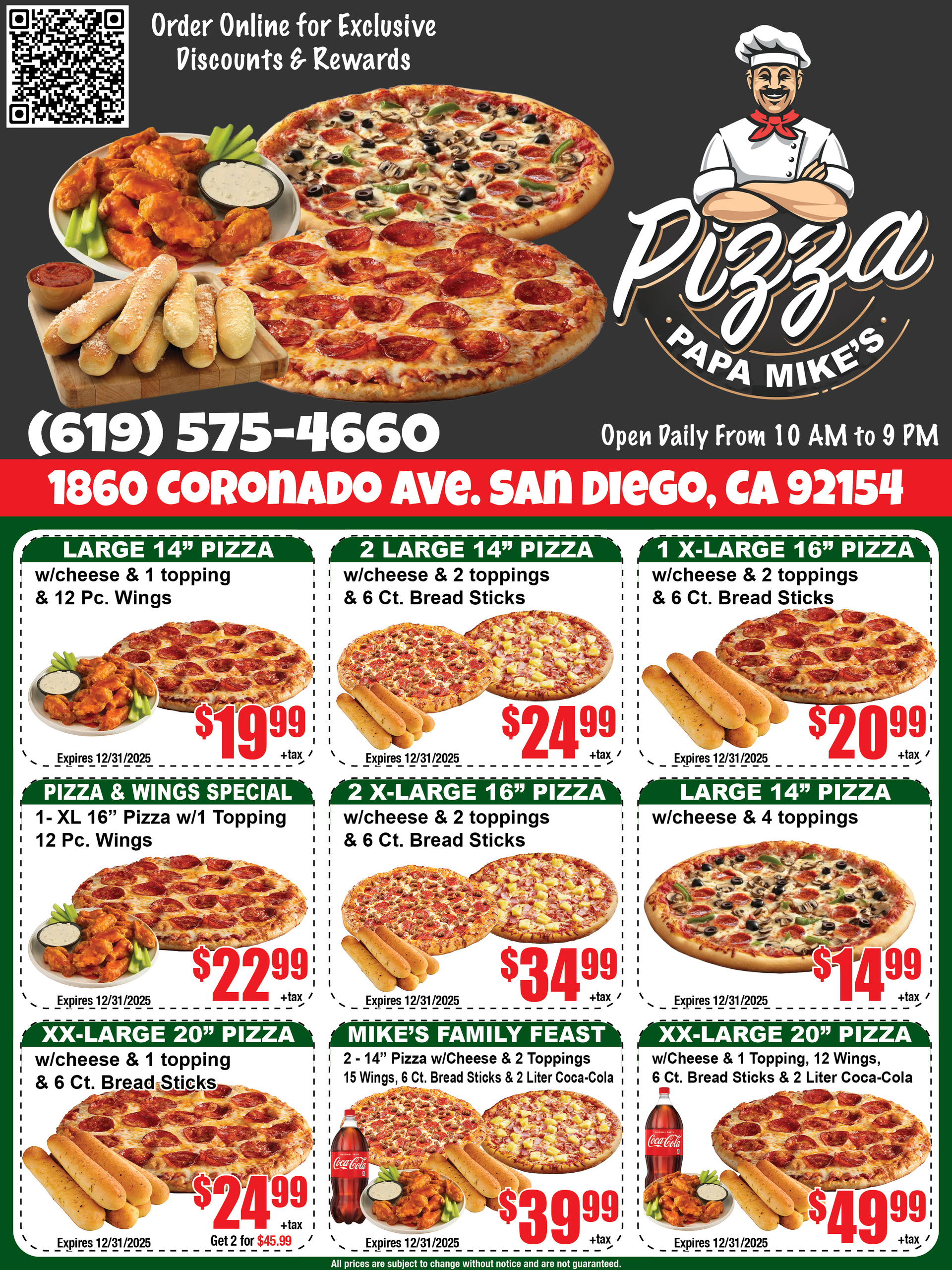 Papa Mikes Menu 
