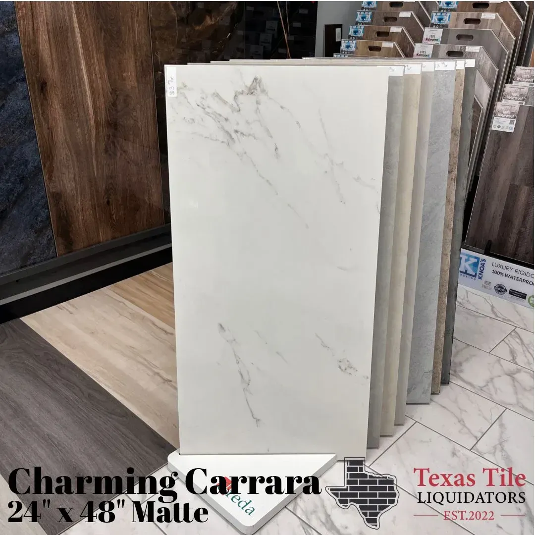 Display rack showing a white Charming Carrara 24