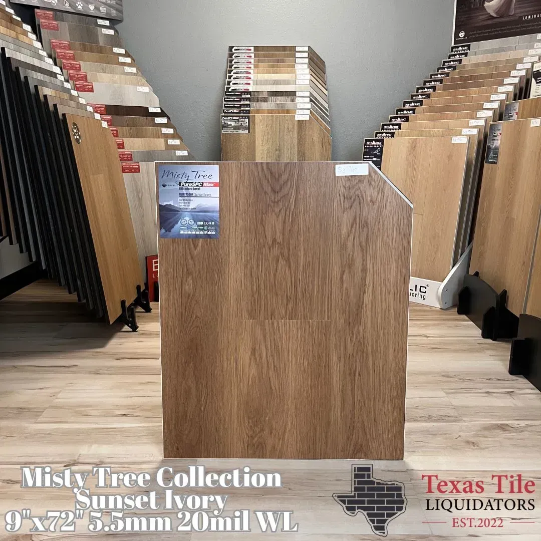 Wooden display stand in a vape shop aisle with stacked boxes and signage for Texas TLE Liquids.