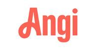 Angi logo in coral red text on a white background