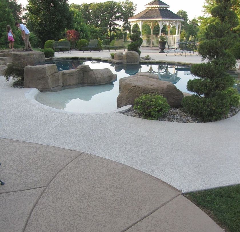 two tone spray texture pool deck