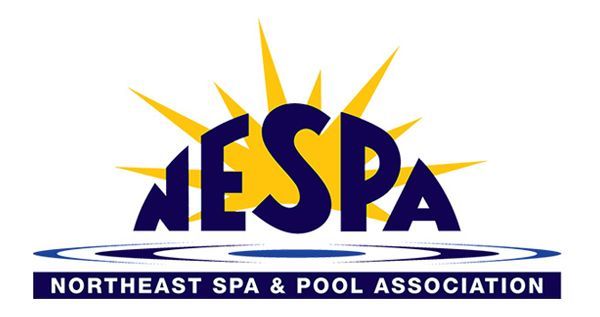 Logo of the Northeast Spa & Pool Association: blue letters with a yellow sunburst over concentric blue circles.
